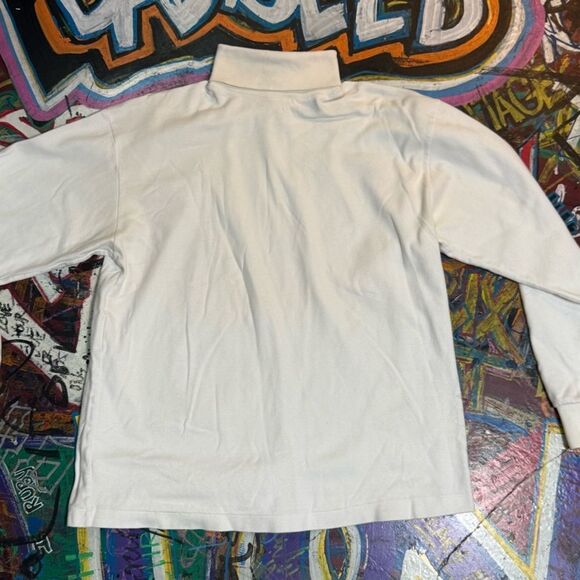 Vintage 80s GAP White Cotton Turtleneck Long sleeve - Small - Minimalist Style - Picture 2 of 8